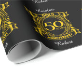 Papier Cadeau 50e anniversaire du Mariage d'or (Coin rond)