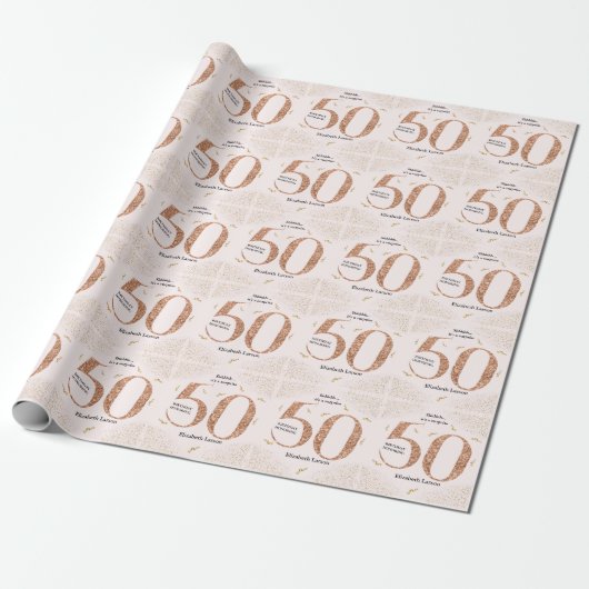 Papier Cadeau 50e anniversaire Moderne minimaliste Parties scint (Déroulé)