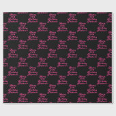 Papier Cadeau 50e anniversaire Nom de la fête Rose noir Motif mo (Plat)