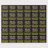 Papier Cadeau 50e anniversaire : Nom et Faux Motif de grains de  (Plat)