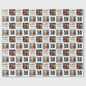 Papier Cadeau 50e anniversaire Nom Photo (Plat)
