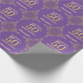 Papier Cadeau 50e anniversaire Parties scintillant violet et or  (Coin)