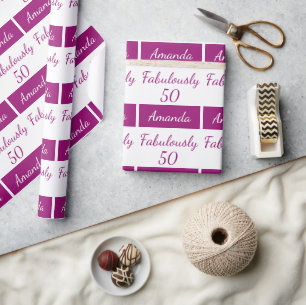 Papier Cadeau 50e anniversaire rose fabuleusement 50 papier enve