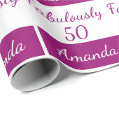 Papier Cadeau 50e anniversaire rose fabuleusement 50 papier enve (Coin rond)