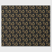 Papier Cadeau 50e anniversaire Sparklers en noir (Plat)