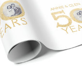 Papier Cadeau 50ème anniversaire de Mariage d'or, photo Keepsaké (Coin rond)