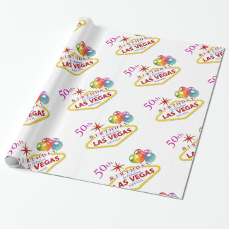 Papier Cadeau 50ème Las Vegas Birthday Wrapping Paper, 30" x 6'