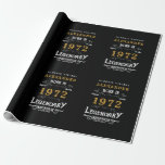 Papier Cadeau 50th Birthday 1972 Black Gold Ajouter Nom Légendai<br><div class="desc">Ajoutez le papier d'emballage d'anniversaire de votre nom. Modifiez le nom et l'année avec le modèle fourni. Une merveilleuse idée d'anniversaire noir sur mesure. Plus de cadeaux et de fournitures de fête disponibles avec le design "légendaire" dans le magasin.</div>