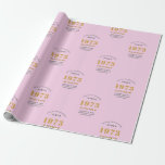 Papier Cadeau 50th Birthday 1973 Ajouter Nom Rose Grey<br><div class="desc">Un design personnalisé de papier d'emballage pour cette fête d'anniversaire pour une personne spéciale. Ajoutez le nom à ce design vintage de style rétro rose et gris pour un cadeau d'anniversaire personnalisé. Modifiez facilement le nom et l'année avec le modèle fourni. Un merveilleux cadeau d'anniversaire personnalisé. Plus de cadeaux et...</div>