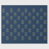 Papier Cadeau 50th Birthday 1973 Blue Gold Ajouter un nom (Plat)