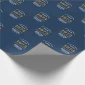 Papier Cadeau 50th Birthday 1973 Blue Gold Ajouter un nom (Coin)