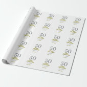 Papier Cadeau 50th happy anniversary name date silver gold date  (Déroulé)