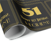 Papier Cadeau 51e anniversaire - Art Déco Inspiré Look "51" & No (Coin rond)