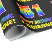 Papier Cadeau 51e anniversaire : Bold, amusant, simple, arc-en-c (Coin rond)