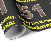 Papier Cadeau 51e anniversaire : Nom et Faux Motif de grains de  (Coin rond)