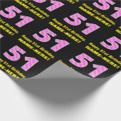 Papier Cadeau 51e anniversaire : Pink Stripes and Hearts "51" +  (Coin)