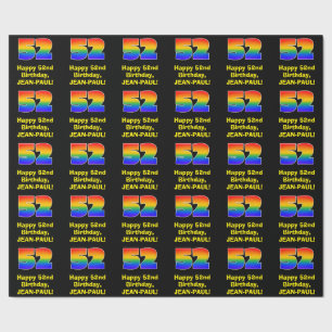 Papier Cadeau 52e anniversaire : Amusant, coloré arc-en-ciel ins