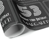 Papier Cadeau 53e anniversaire : Art Déco Inspiré Look "53" avec (Coin rond)