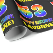 Papier Cadeau 53e anniversaire : Bold, amusant, simple, arc-en-c (Coin rond)