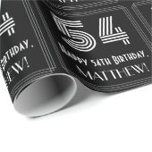 Papier Cadeau 54e anniversaire : Art Déco Inspiré Look "54" avec (Coin rond)
