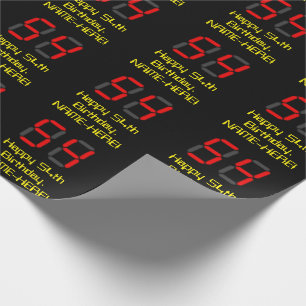 Papier Cadeau 54e anniversaire : Rouge Digital Clock Style "54"