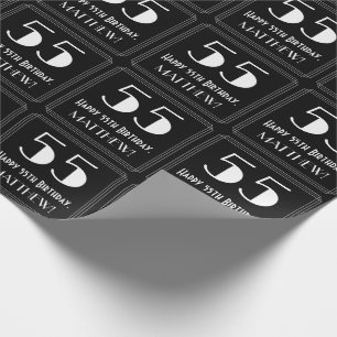 Papier Cadeau 55e anniversaire - Art Déco Inspiré "55", Nom
