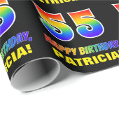 Papier Cadeau 55e anniversaire : Bold, amusant, simple, arc-en-c (Coin rond)