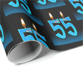 Papier Cadeau 55e anniversaire bougies avec boules d'yeux (Coin rond)