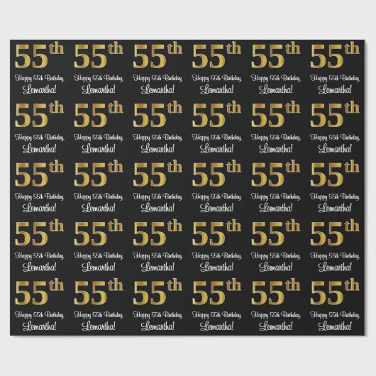 Papier Cadeau 55e anniversaire : Elégant luxe Faux Gold Look # (Plat)