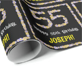 Papier Cadeau 55e anniversaire : Floral Flowers Numéro, Nom pers (Coin rond)