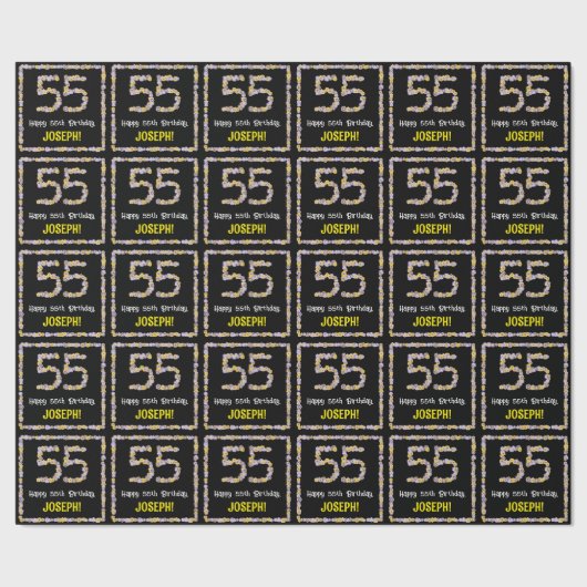 Papier Cadeau 55e anniversaire : Floral Flowers Numéro, Nom pers (Couture)