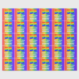 Papier Cadeau 55e Anniversaire : Motif Arc-en-Ciel Coloré et Amu