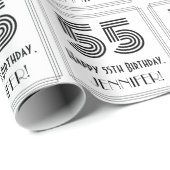 Papier Cadeau 55ème anniversaire : Art Déco Style inspiré "55" + (Coin rond)