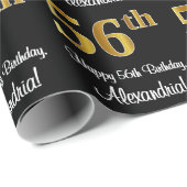 Papier Cadeau 56e anniversaire : Elégant luxe Faux Gold Look # (Coin rond)