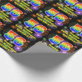Papier Cadeau 56e anniversaire : Fun Fireworks, Rainbow Look # " (Coin)