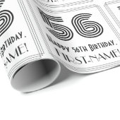 Papier Cadeau 56ème anniversaire : Art Déco Style inspiré "56" + (Coin rond)