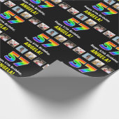 Papier Cadeau 57e anniversaire : Arc-en-ciel "57"; photos et nom (Coin)