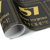 Papier Cadeau 57e anniversaire - Art Déco Inspiré Look "57" & No (Coin rond)