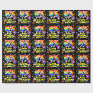 Papier Cadeau 57e anniversaire : Fun Fireworks, Rainbow Look # "