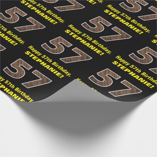 Papier Cadeau 57e anniversaire : Nom et Faux Motif de grains de  (Coin)