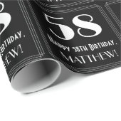 Papier Cadeau 58e anniversaire - Art Déco Inspiré Look "58", Nom (Coin rond)