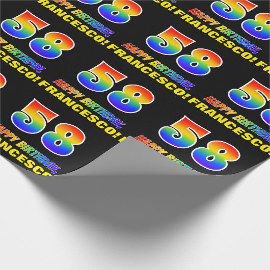 Papier Cadeau 58e anniversaire : Bold, amusant, simple, arc-en-c (Coin)