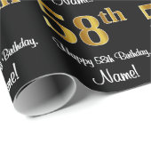 Papier Cadeau 58e anniversaire : Elégant luxe Faux Gold Look # (Coin rond)