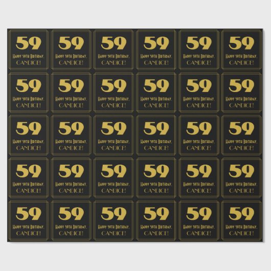 Papier Cadeau 59e anniversaire - Art Déco Inspiré Look "59" & No (Plat)