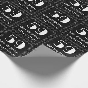 Papier Cadeau 59e anniversaire - Art Déco Inspiré Look "59", Nom