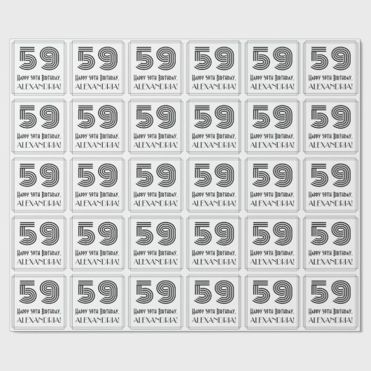 Papier Cadeau 59e anniversaire : Art Déco Style inspiré "59" + N (Plat)