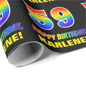 Papier Cadeau 59e anniversaire : Bold, amusant, simple, arc-en-c (Coin rond)