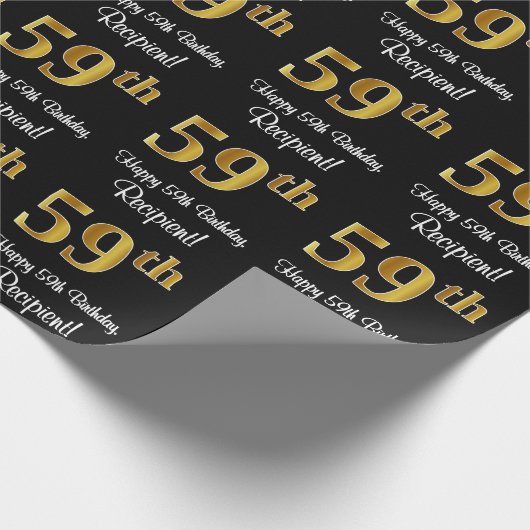 Papier Cadeau 59e anniversaire : Elégant luxe Faux Gold Look # (Coin)