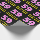 Papier Cadeau 59e anniversaire : Pink Stripes and Hearts "59" +  (Coin)