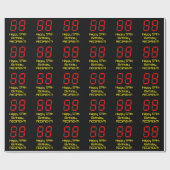 Papier Cadeau 59e anniversaire : Rouge Digital Clock Style "59" (Plat)